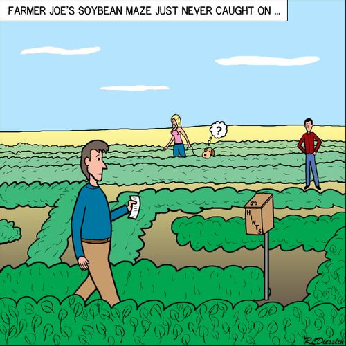 Farmer Joe's soybean maze never caught on