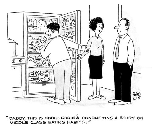 'Daddy, this is Eddie. Eddie's conducting a study on middle class eating habits.'