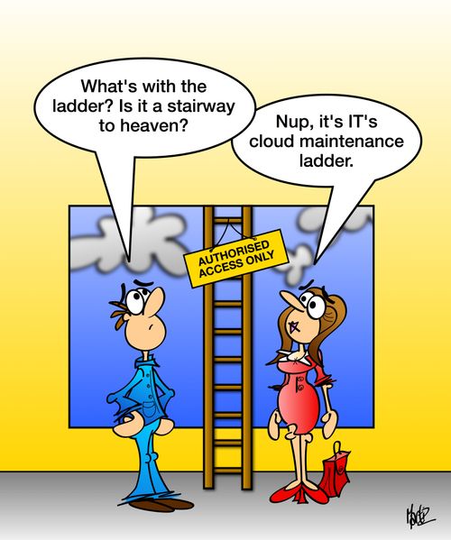 "What's wtih the ladder? Is it a stairway to heaven?" 