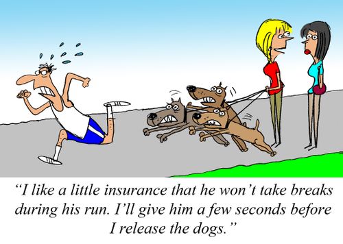 "I like a little insurance that he won't take breaks during his run. I'll give him a few seconds before I release the dogs."