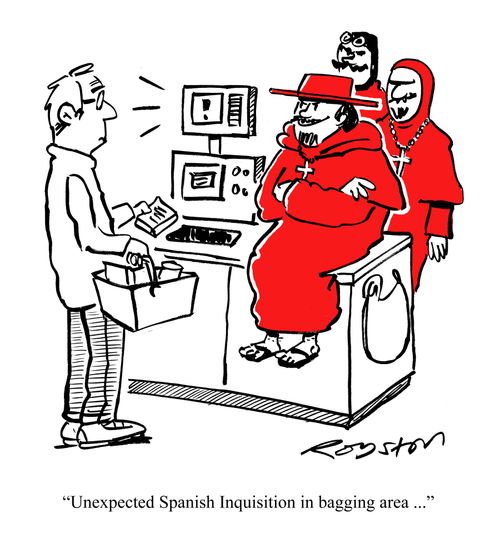 "Unexpected Spanish Inquisition in bagging area ..."