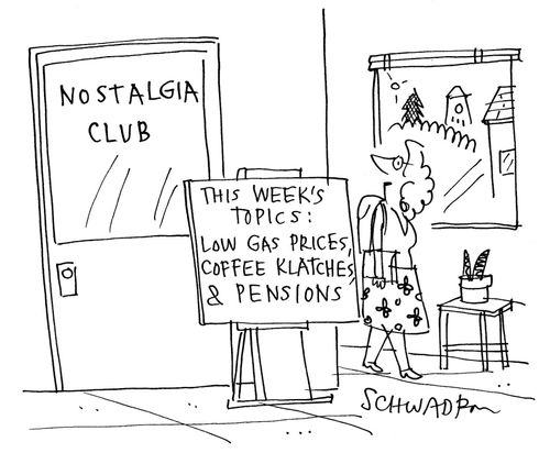Nostalgia Club: This week's topics - Low Gas prices, Coffee Klatches and Pensions.