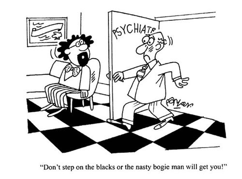 "Don't step on the blacks or the nasty bogie man will get you!"
