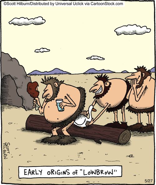 Early origins of 'lowbrow'.