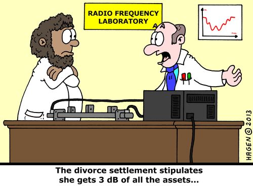 'The divorce settlement stipulates she gets 3 dB of all the assets...'