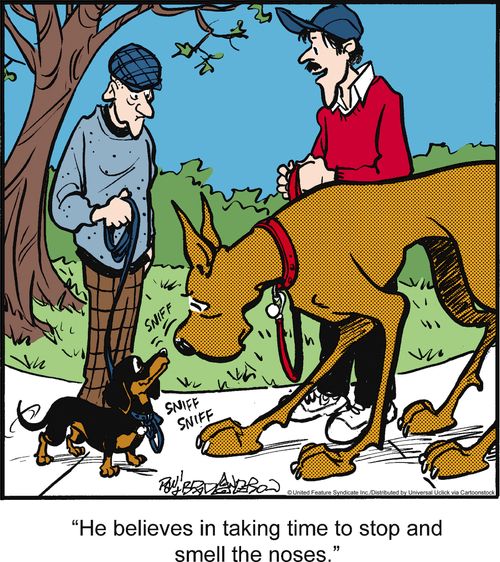 'He believes in taking time to stop and smell the noses.'
