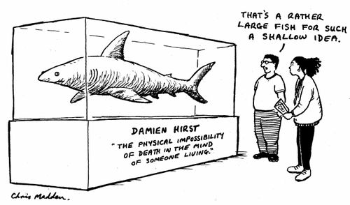 Couples consideration of Damien Hirst's dead shark