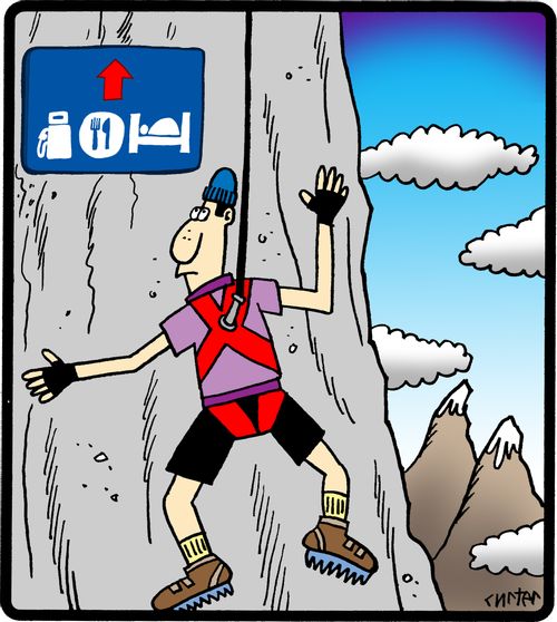 Information sign for a rest stop on a mountain.