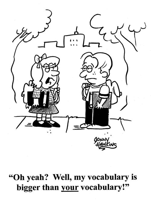 Girl to boy: 'My vocabulary is bigger than your vocabulary!'