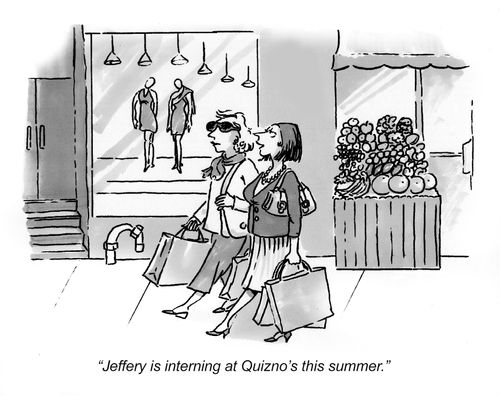 "Jeffrey is interning at Quizno's this summer."