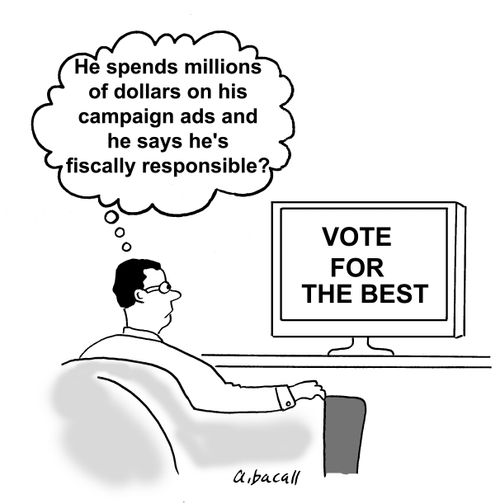 'He spends millions of dollars on his campaign ads and he says he's fiscally responsible?'