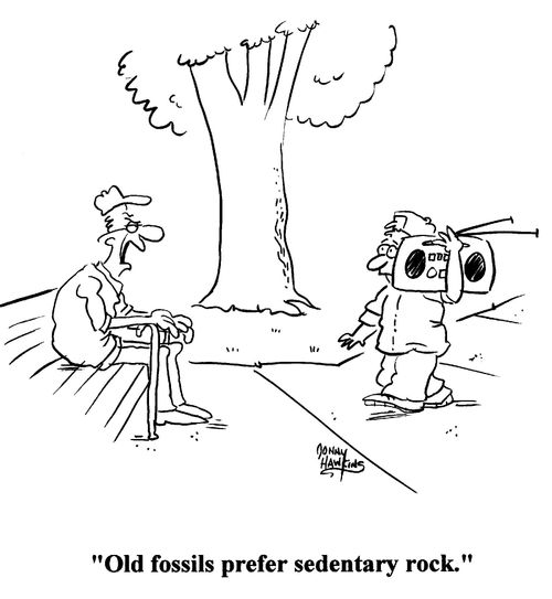 'Old fossils prefer sedentary rock.'