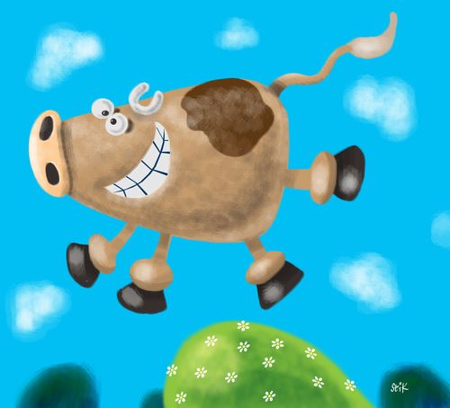 "A happy, laughing cow."