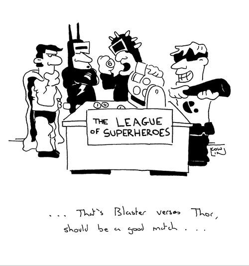 '...That's Blaster verses Thor, should be a good match...'