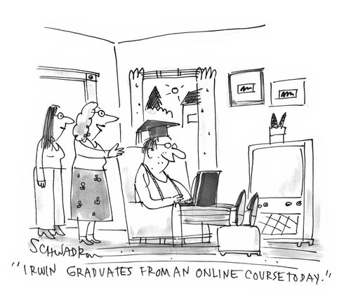 'Irwin graduates from an online course today.'