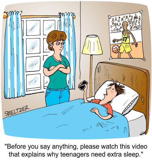 "Before you say anything, please watch this video that explains why teenagers need extra sleep."