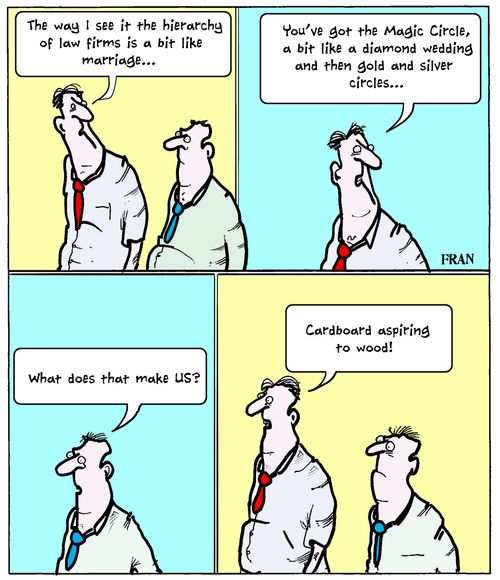 'The way I see it the hierarchy of law firms is a bit like marriage...'