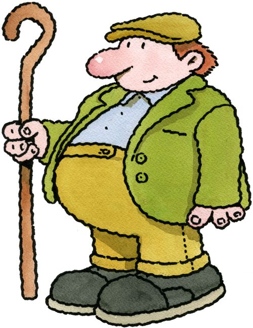 A shepherd with crook.