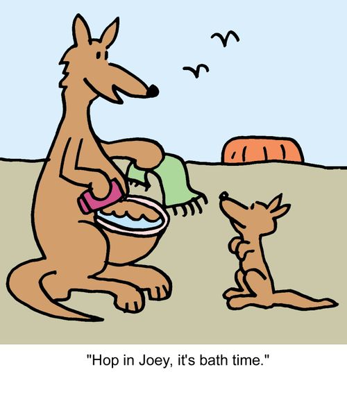 "Hop in Joey, it's bath time."