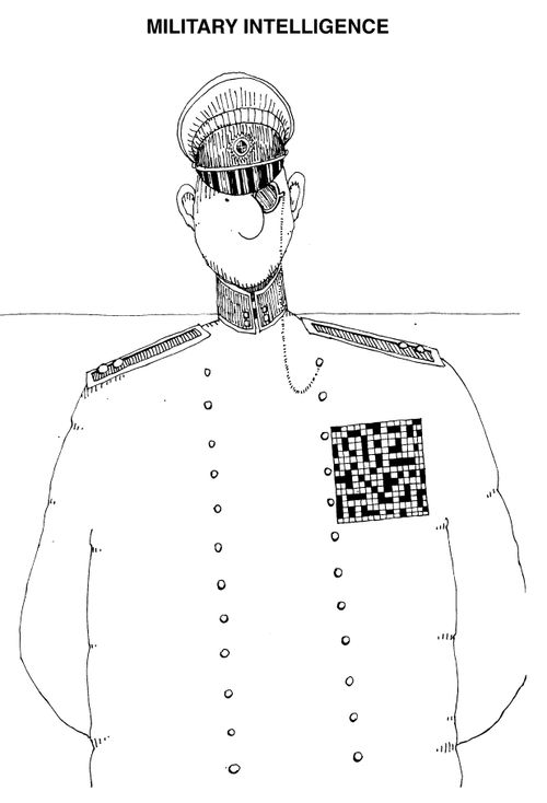 Military Intelligence - Cross word puzzle instead of medal ribbons.