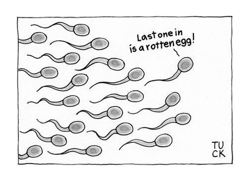 "Last one in is a rotten egg!"