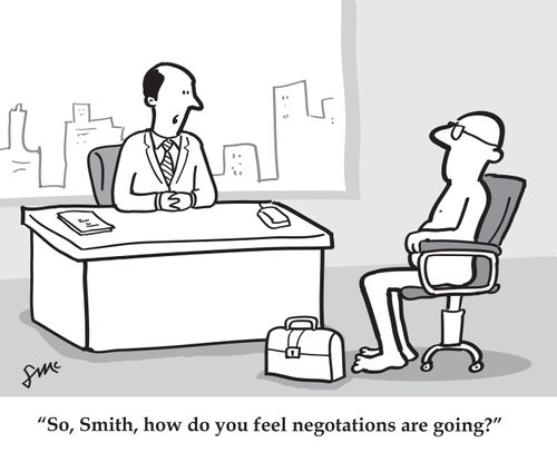 'So, Smith, how do you feel negotiations are going?'