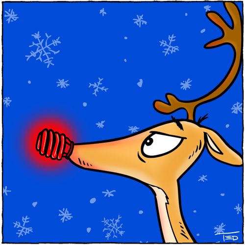 Rudolph goes green (with his new compact fluorescent nose)