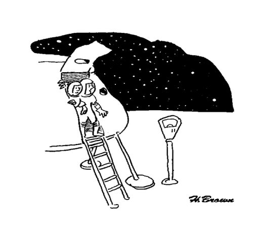 Astronauts arrive on a strange planet and discover a parking metre.