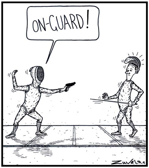 'On-guard!': A FencerFoilist with a Gun instead of a Foil
