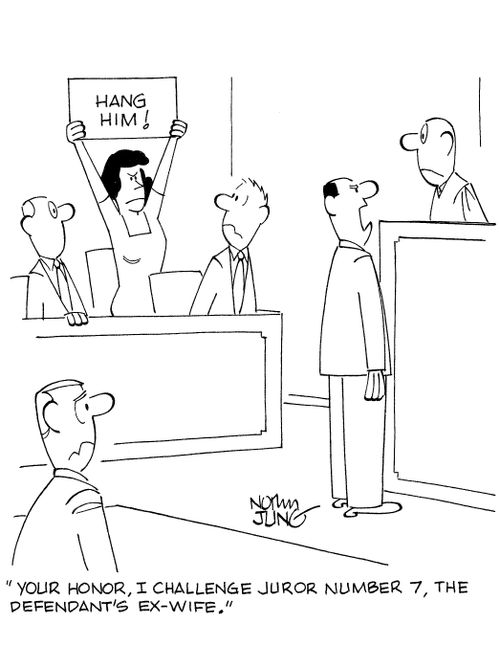 'Your honor, I challenge juror number 7, the defendant's ex-wife.'