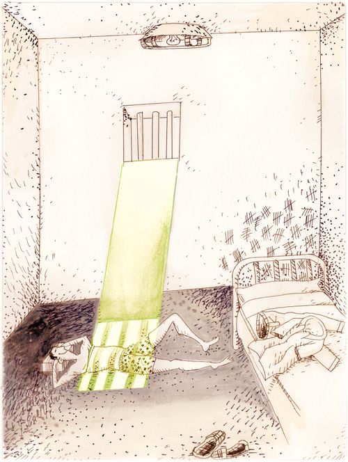 Sunbathing in jail.