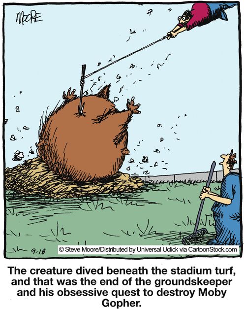 The creature dived beneath the stadium turf, and that was the end of the groundskeeper...'