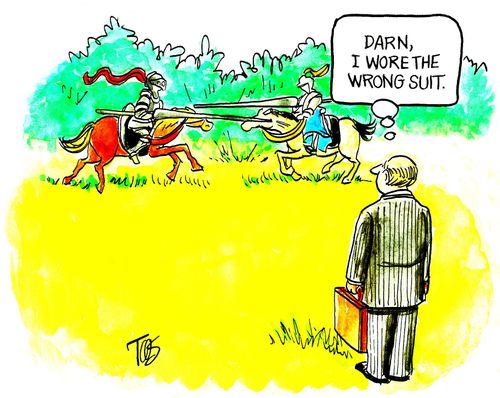 "Darn, I wore the wrong suit."