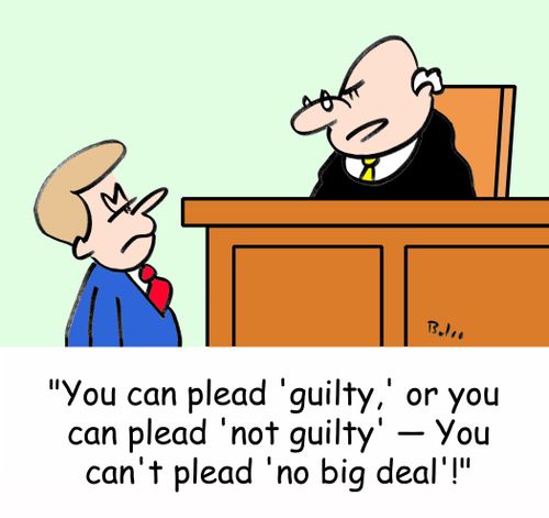 'You can plead 'guilty,' or you can plead 'not guilty' - You can't plead 'no big deal'!'