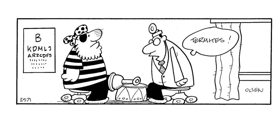 Doctor telling pirate he has termites in his wooden leg.