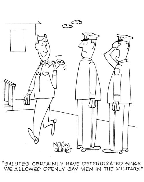 'Salutes certainly have deteriorated since we allowed openly gay men in the military.'