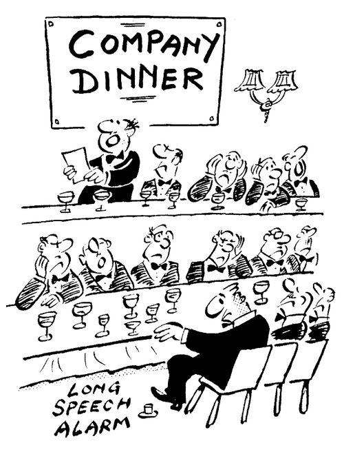 Long Speech Alarm at Company Dinner