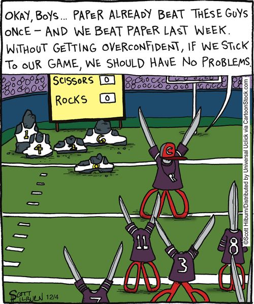 'Okay guys, paper already beat these guys, and we beat paper last week. . .'