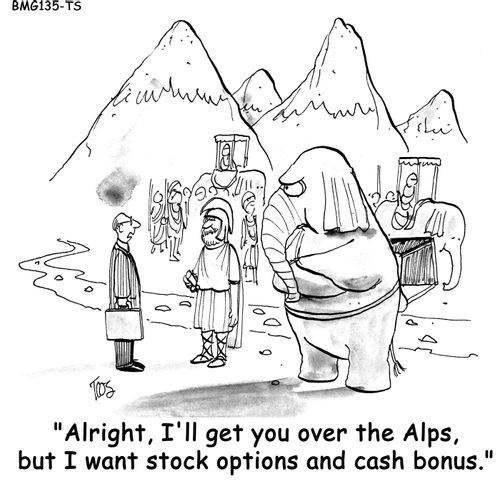 "Alright, I'll get you over the Alps, but I want stock options and cash bonus."
