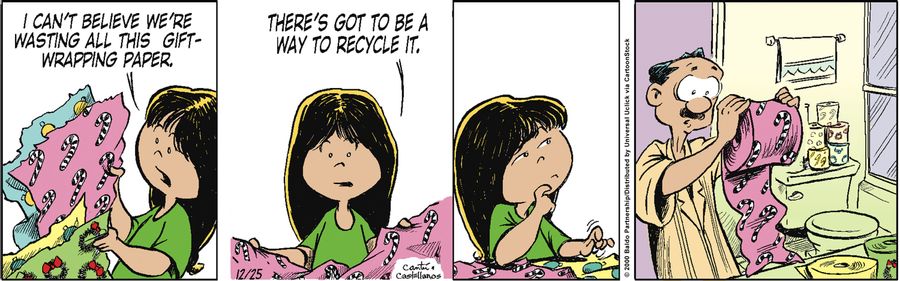 "I can't believe we're wasting all this gift-wrapping paper."