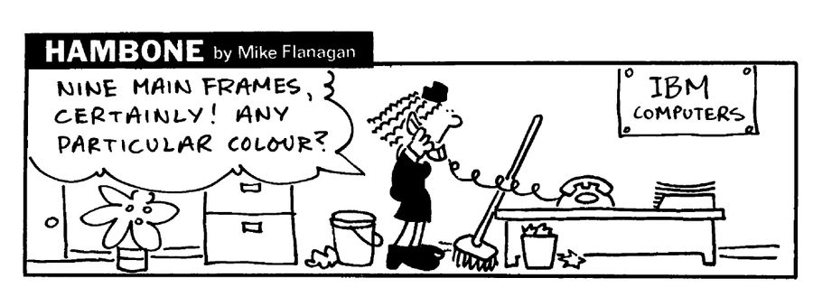 STRIP Hambone: Cleaner answering the phone in office