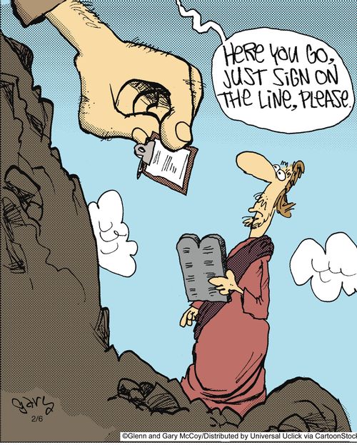 'Here you go, just sign on the line, please.'