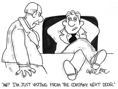 'Me?  I'm just visiting from the company next door.'