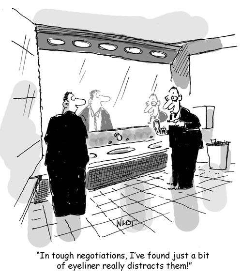 'In tough negotiations I've found a bit of eyeliner really distracts them!'