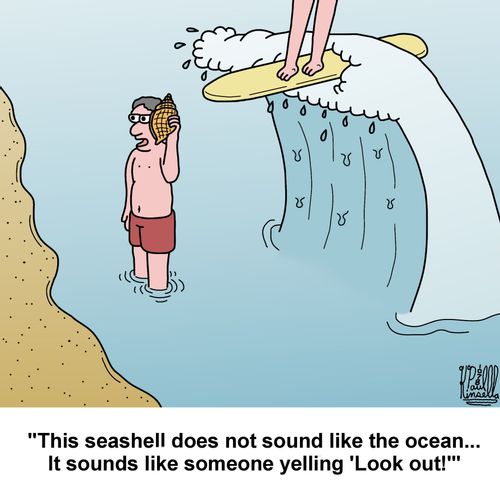 'This seashell does not sound like the ocean... It sounds like someone yelling 'Look out!''