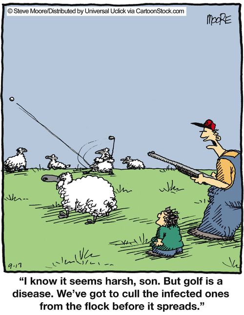 'I know it seems harsh, son. But golf is a disease. We've got to cull the infected ones from the flock before it spreads.'