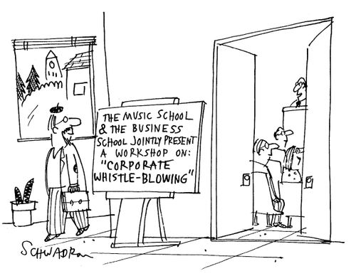 'The Musical School & the Business School jointly present a workshop on: 'Corporate Whistle Blowing'.'