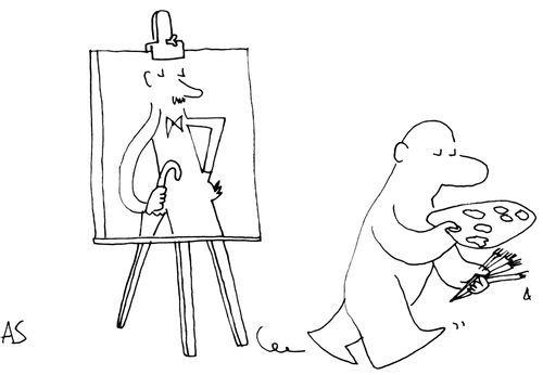 'Portrait that uses canvas stand.'