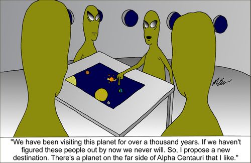 'I propose a new destination. There's a planet on the far side of Alpha Centauri that I like.'