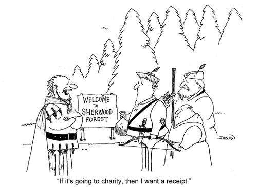 'If it's going to charity, then I want a receipt.'